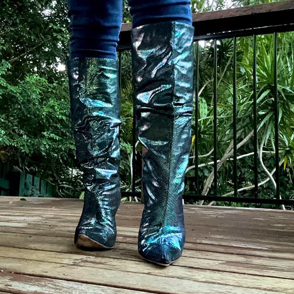 Dragon boots! Green, purple, incandescent, size 40, unique, mid height heel - Picture 4 of 6